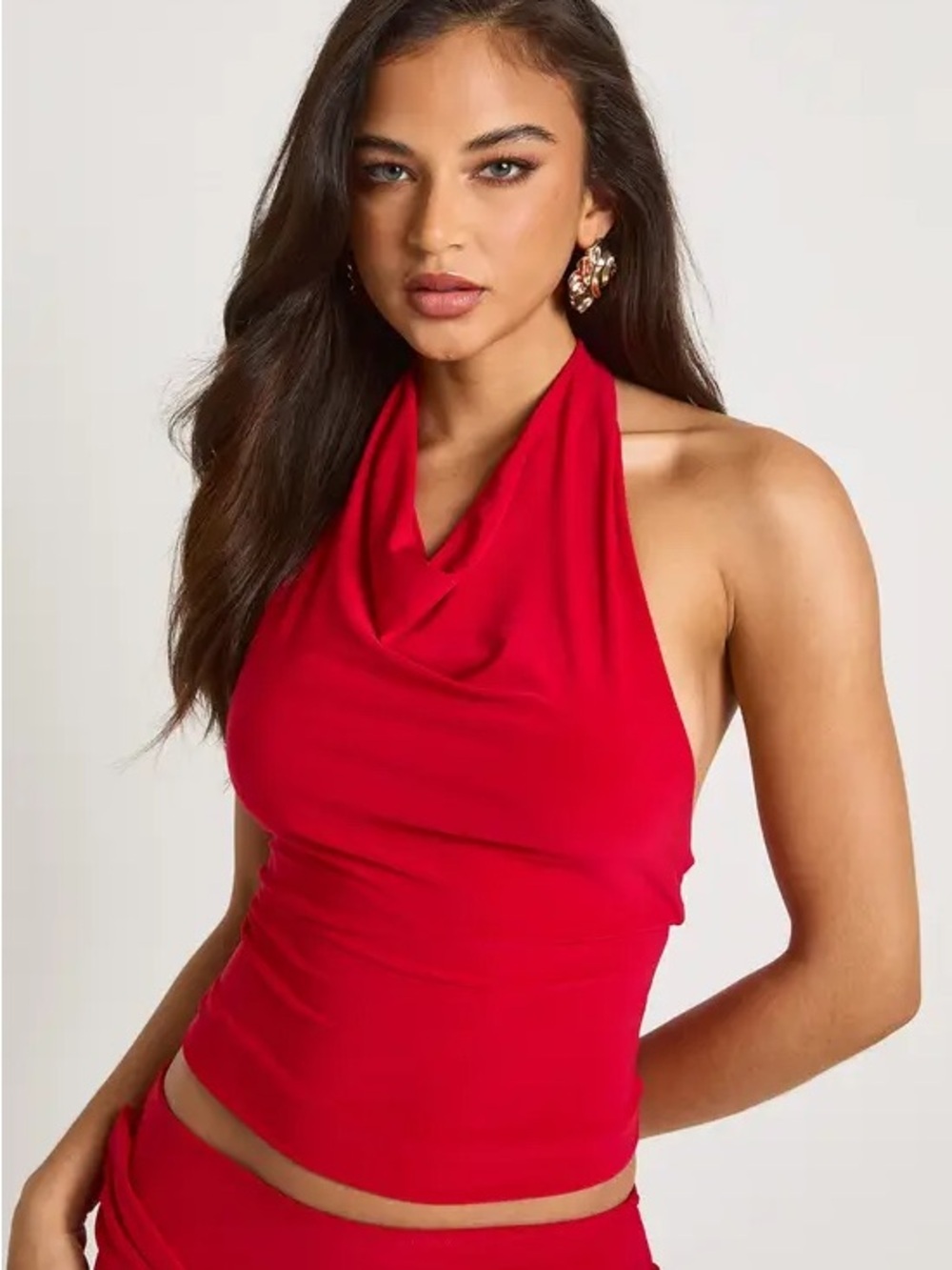 Boohoo Plus • NWT Slinky Cowl Neck Halter Top